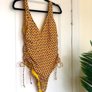 Zara One Piece Yellow Pattern Swimsuit